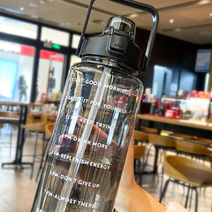 2000ml Portable Water Cup Lightweight Bottle Straw Fitness Outdoor Sports