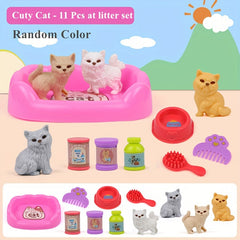 Plastic Dog Figurine Playset with Accessories for Kids