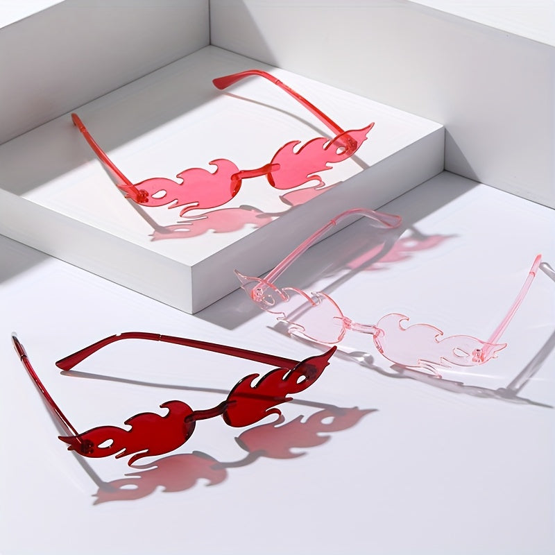 3 Pairs Flame Solid Sunglasses With Zipper Case