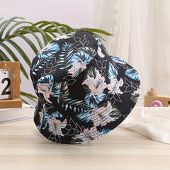 Flower Print Bucket Hat Sunscreen Fisherman Cap Lightweight Reversible