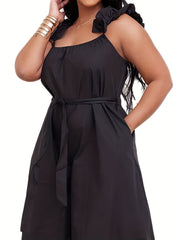 Ruffle Trim Wide Leg Jumpsuit