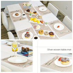 6pcs Vinyl Woven Placemats Beige Heat Resistant Kitchen Dinners Indoor Outdo