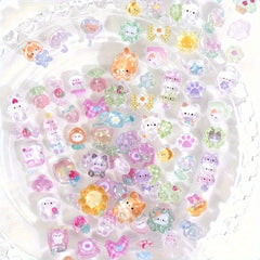 3D Acrylic Cartoon Animal & Floral Self Adhesive Stickers Mixed Colors
