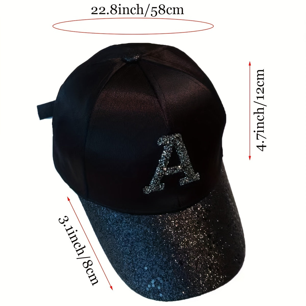 Glitter A Patch Baseball Cap Solid Y2K Sun Hats Hip Hop Dad Hat