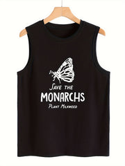 Butterfly & Letter Pattern Sports Vest Sleeveless Top