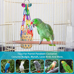 Colorful Parrot Toy Swing Chewing Toys Basket