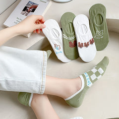 Green Soft Carbon Invisible Boat Socks Women's