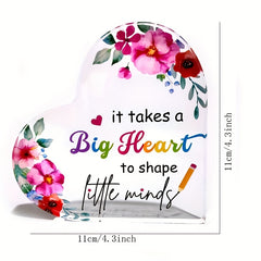 Heart Shaped Acrylic Thank You For Teacher - Teacher's Appreciation Gift