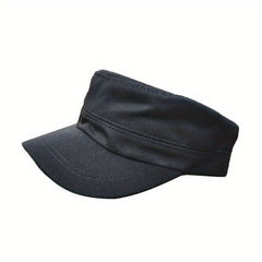 Vintage Washed Cotton Solid Flat Cap Outdoor