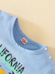 Toddler Baby Girls Resort Style Print Tee Top Short Sleeve Blouse