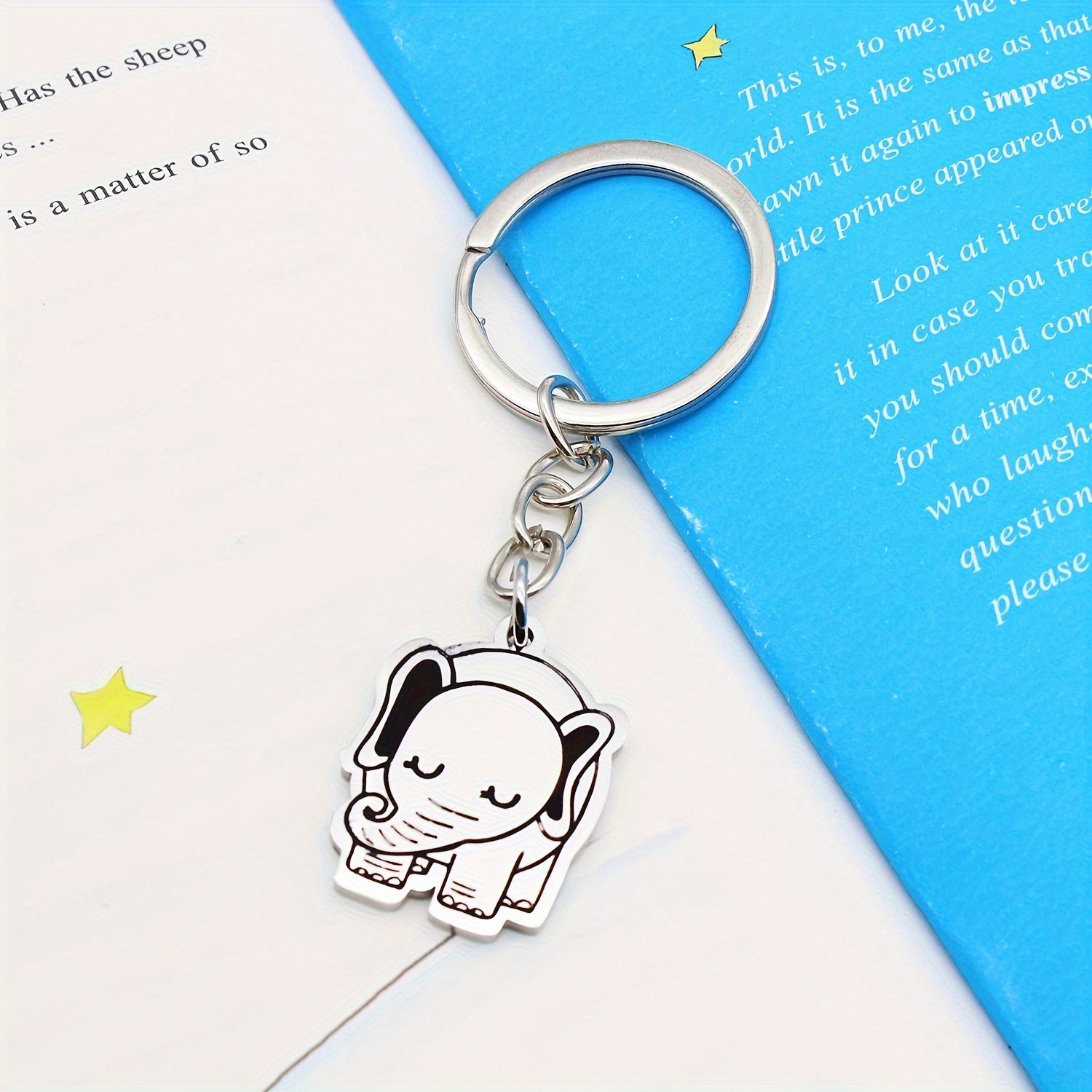 2pcs Elephant Printed Keychain Gift Backpack Purse Decoration