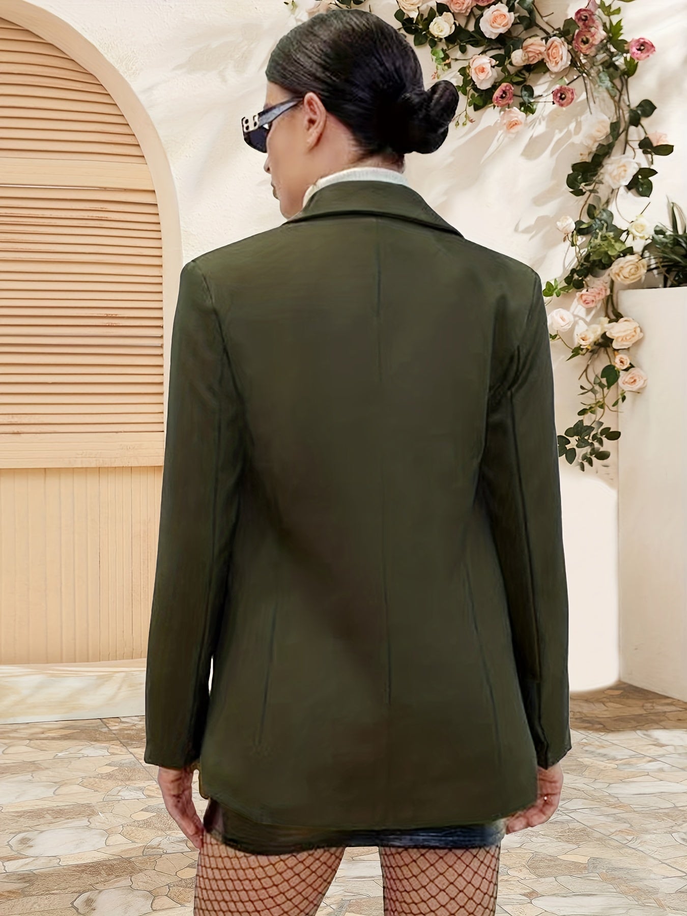 Double Breasted Lapel Neck Blazer Long Sleeve