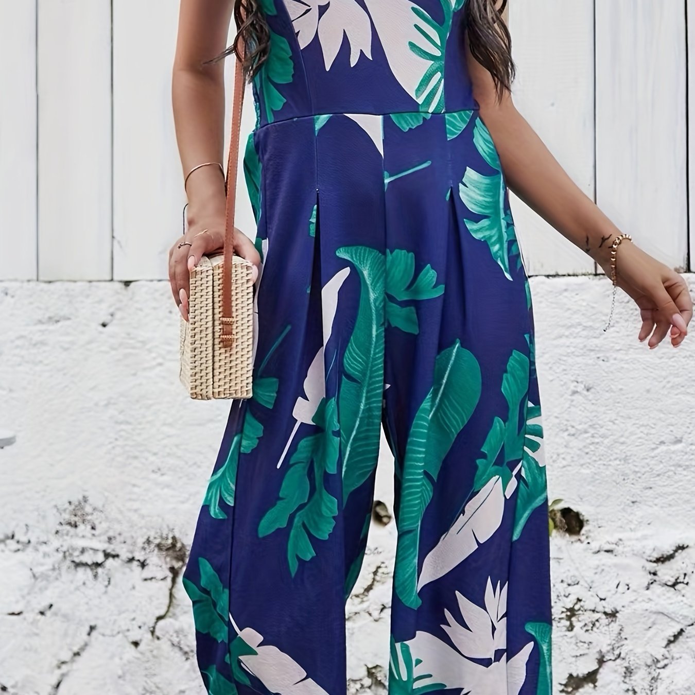 Floral Wide Leg Jumpsuit Backless Tube Jumpsuit