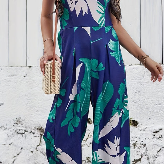 Floral Wide Leg Jumpsuit Backless Tube Jumpsuit