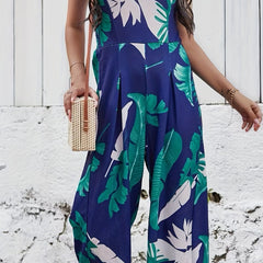 Floral Wide Leg Jumpsuit Backless Tube Jumpsuit