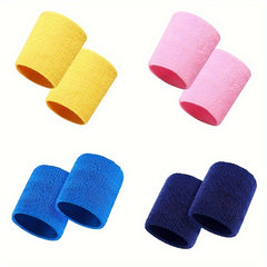 4 Pairs Sports Wristbands Cotton Wrist Sweat Band For Men & Women