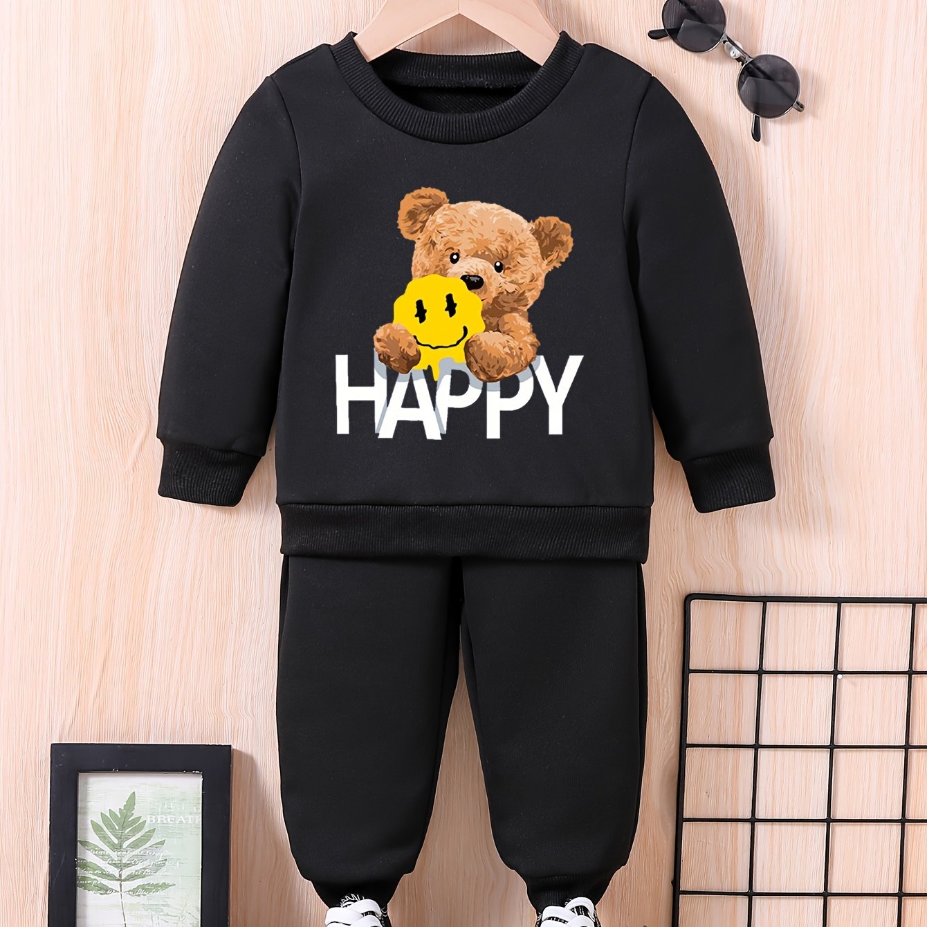 Happy Smile Bear Baby Sweatshirt Trousers Set