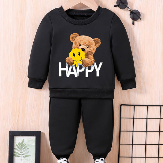 Happy Smile Bear Baby Sweatshirt Trousers Set