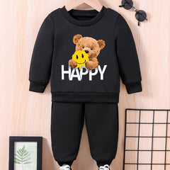 Happy Smile Bear Baby Sweatshirt Trousers Set
