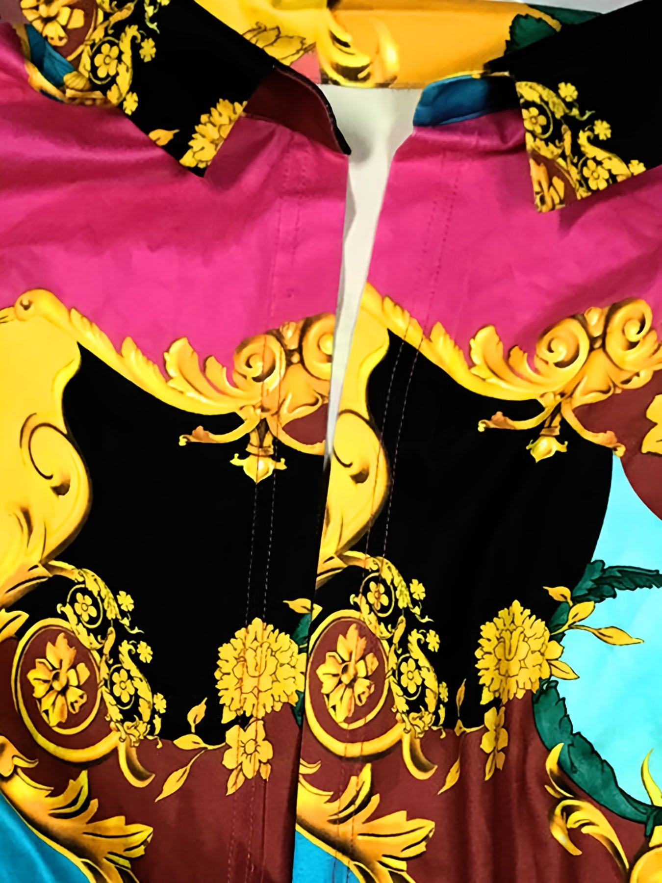 Baroque Print Blouse & Pants Set
