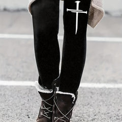 Women's Plus Cross Print High Rise Skinny Leggings