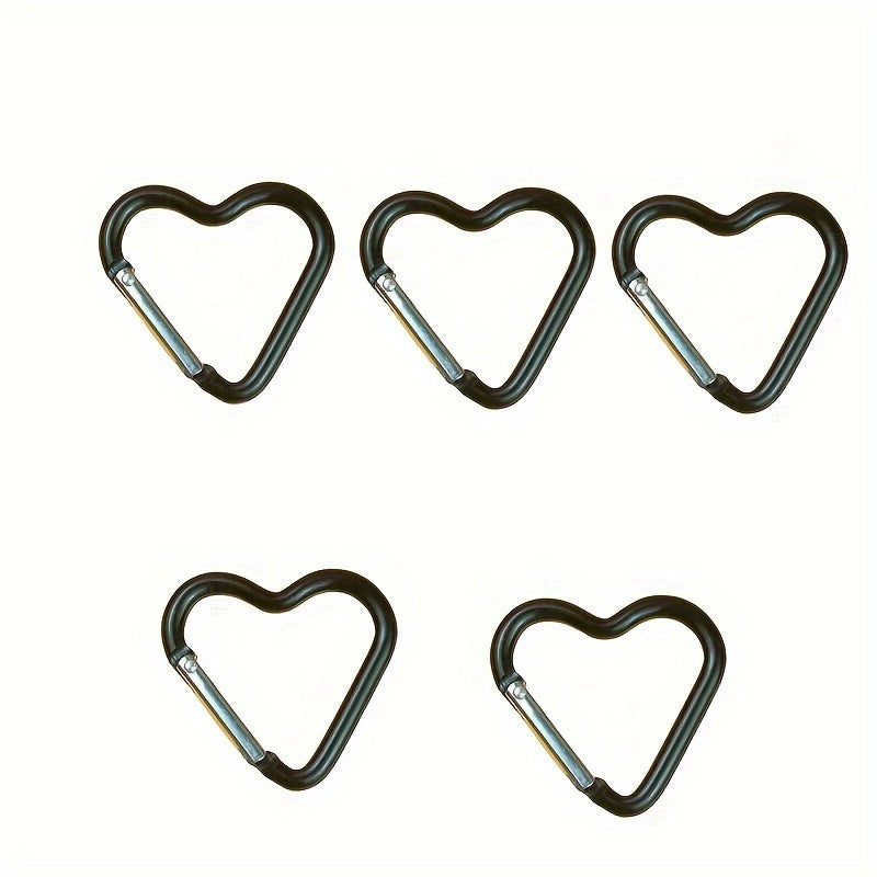 5pcs Heart Shaped Carabiner Metal Snap Hook for Outdoor Camping Hiking
