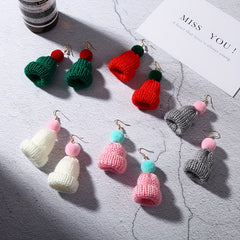 Christmas Knitted Hat Earrings Party Jewelry Gift