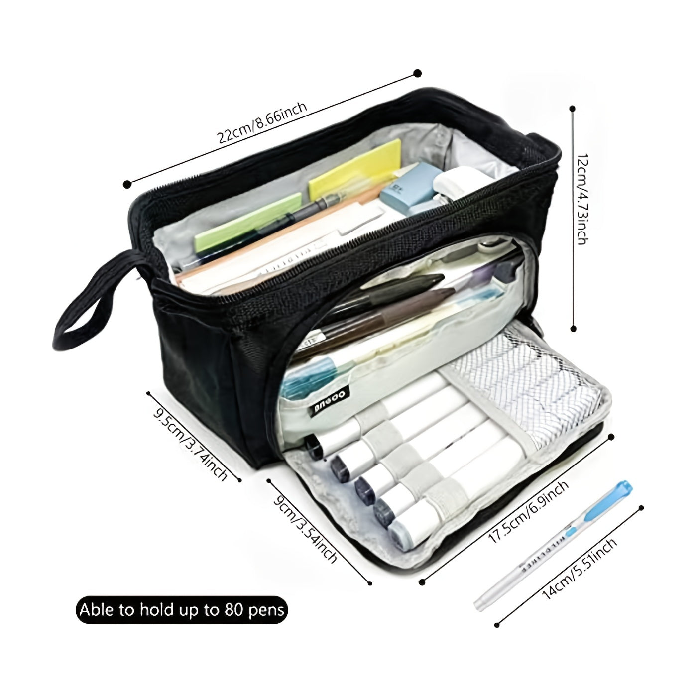 Large Capacity Pencil Case Marker Case Handheld Pen Bag Storage Holder