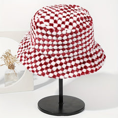 Plaid Plush Bucket Hat Lightweight Basin Hat Unisex Fisherman Hats