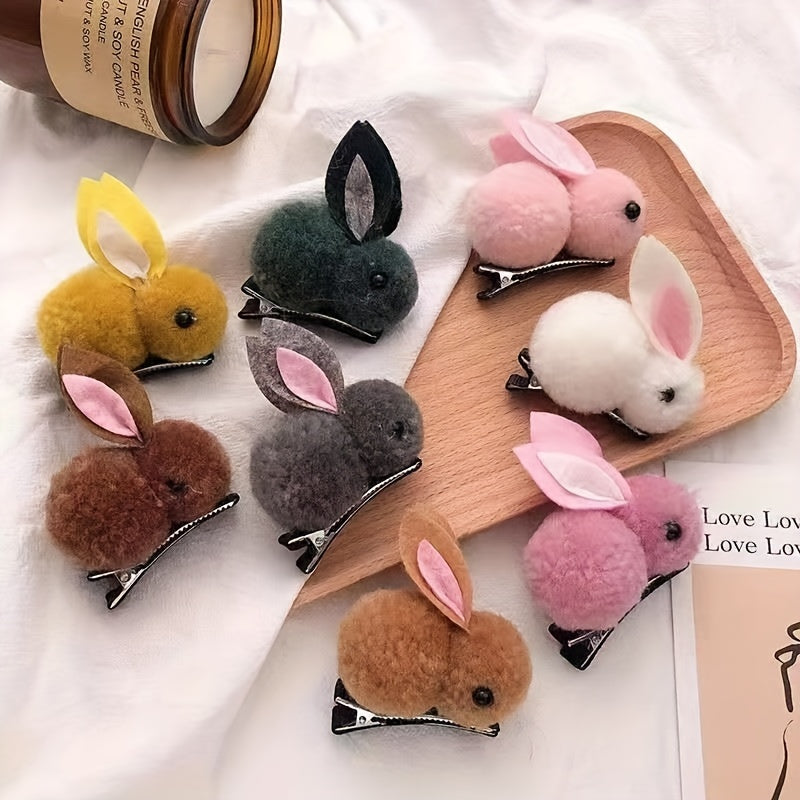 1pc Rabbit Plush Hair Clips for Baby Girls