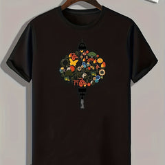 Lantern Pattern Print Men's Sports T-shirt Outdoor Fitness Tee Gift For Men