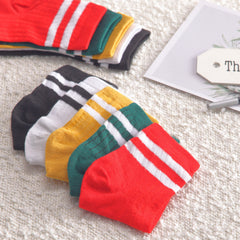 5 Pairs Striped Short Socks Breathable Sports Stockings