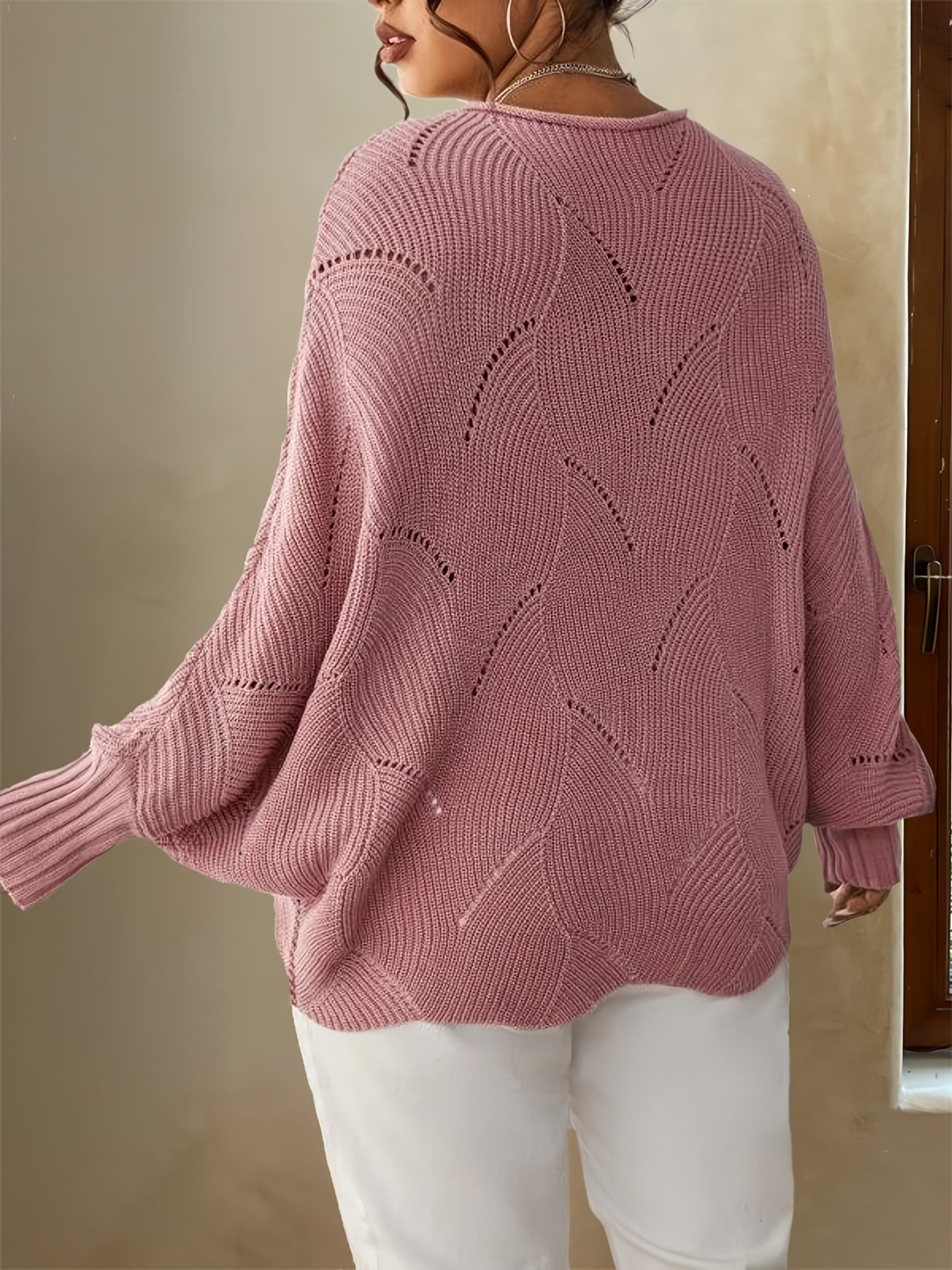 Eyelet Embroidered Bat Sleeve Sweater