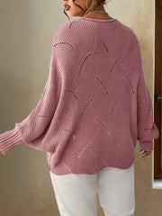 Eyelet Embroidered Bat Sleeve Sweater
