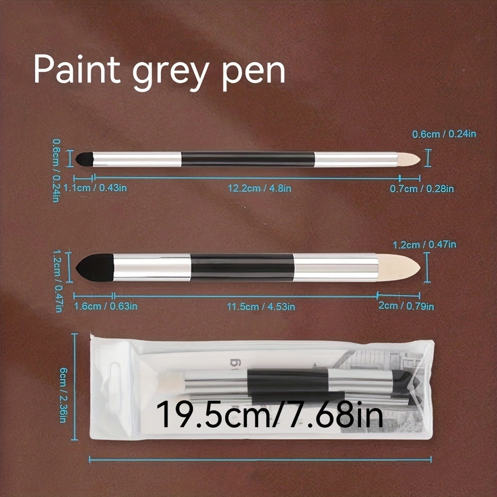 2pcs Double Head Grey Face Felt Head Rubbing Tool