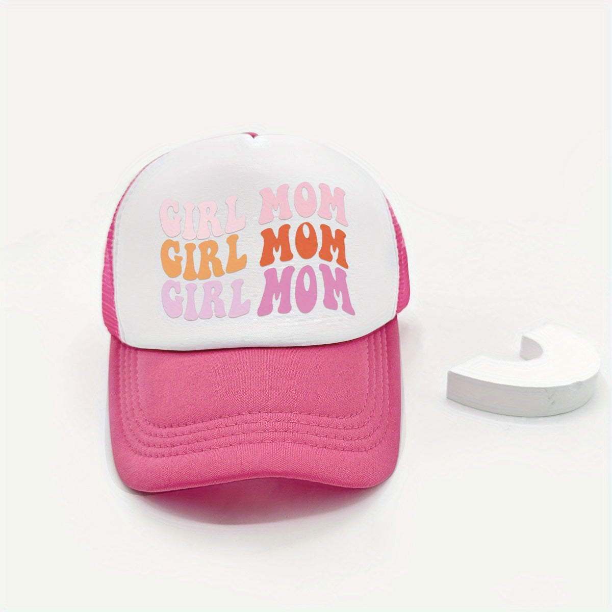 BOY MOM GIRL MOM Trucker Hat Printed & Pink Couple Baseball Cap