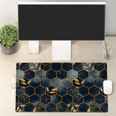 Non slip PU Leather Mouse Pad Desk Mat Three Dimensional Golden Mousepad