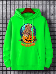 Men's Halloween Bear Graphic Hoodie Slightly Stretch Sweatshirt