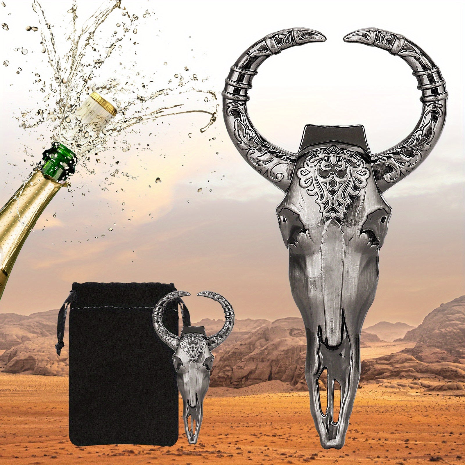 Cow Skull Corkscrew Bull Skull Beer Bottle Opener For Men Women Dad Son Him Her