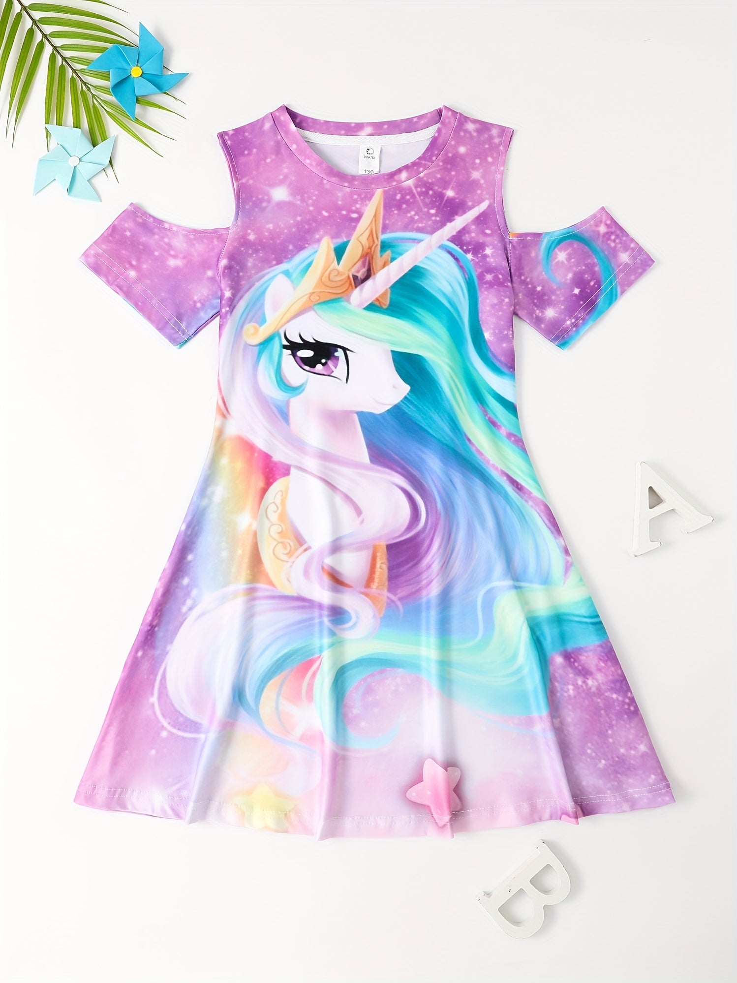 Unicorn Princess Cold Shoulder Dress for Party