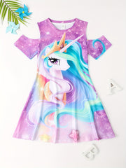 Unicorn Princess Cold Shoulder Dress for Party