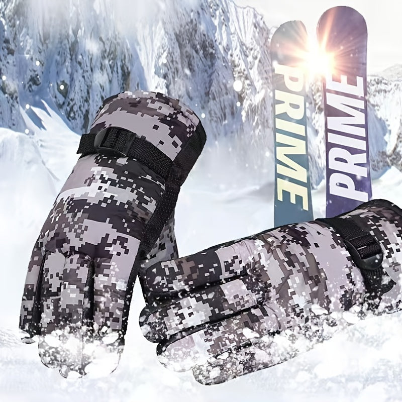 Camouflage Warm Gloves Fleece Thick Winter Gloves For Skiing Outdoors