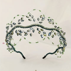 Crystal Crown Hair Hoop Mesh Beaded Hairbands Wedding Bridal Tiaras