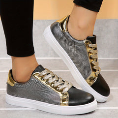 Women's Lace Up Flat Sneakers Low Top Skate Shoes