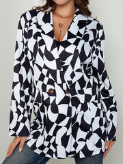 Geometric Print Double Breast Button Blazer