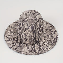 Snake Pattern Woolen Top Hat Big Brim Jazz Hat