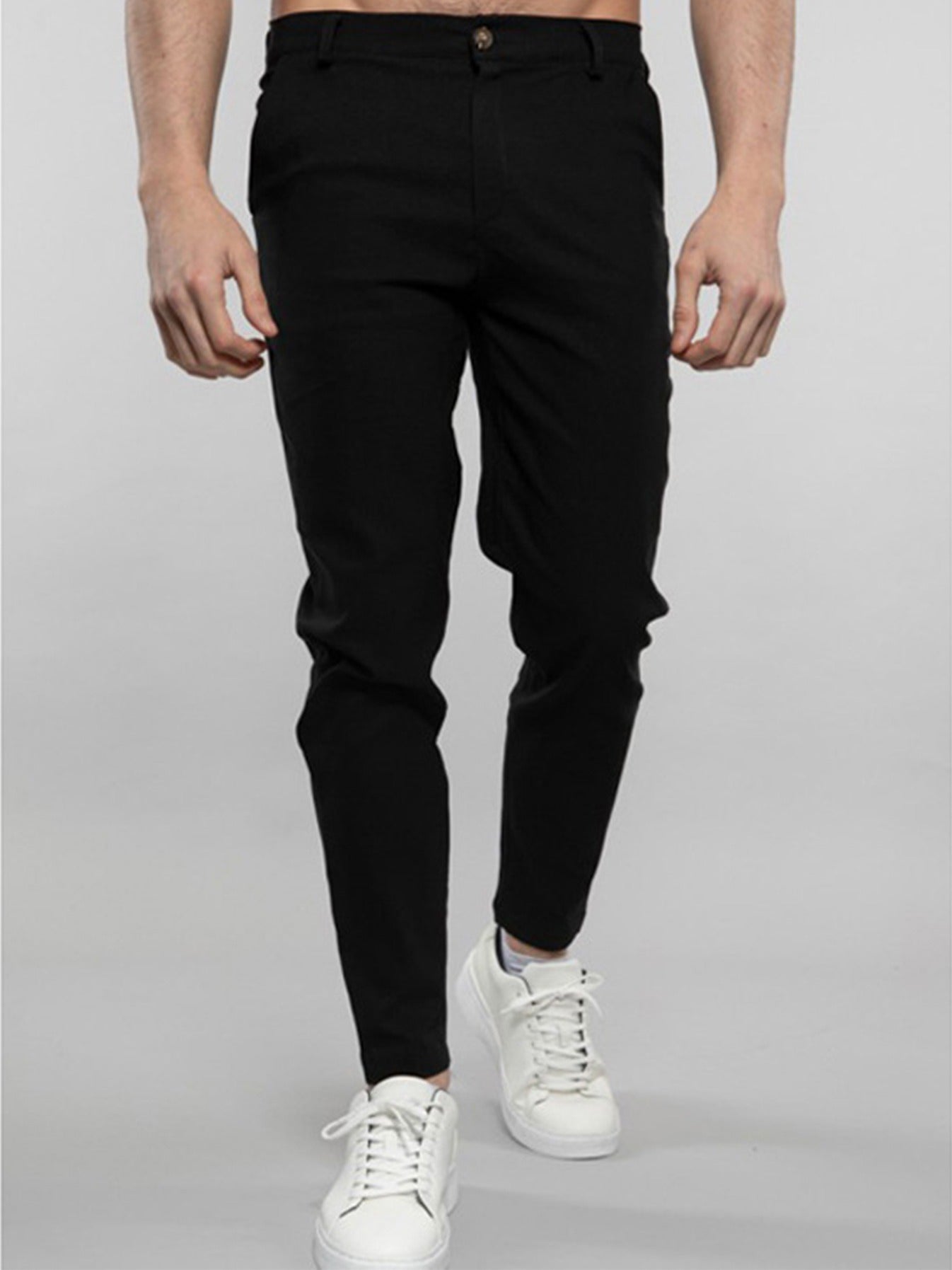 Men's Casual Slim Fit Pants in Solid Color