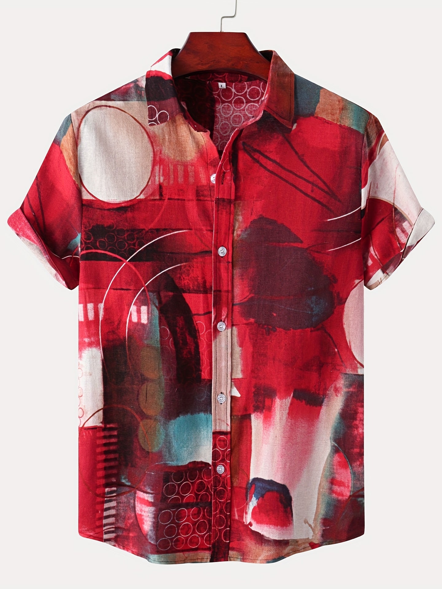 Men s Flax Tie Dye Short Sleeve Hawaiian Shirt for Summer Beach Vacation