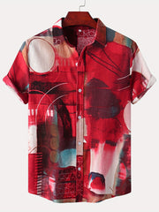 Men s Flax Tie Dye Short Sleeve Hawaiian Shirt for Summer Beach Vacation
