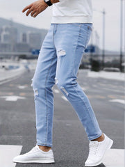 Slim Fit Ripped Jeans Men Casual Street Style Distressed Denim Pants